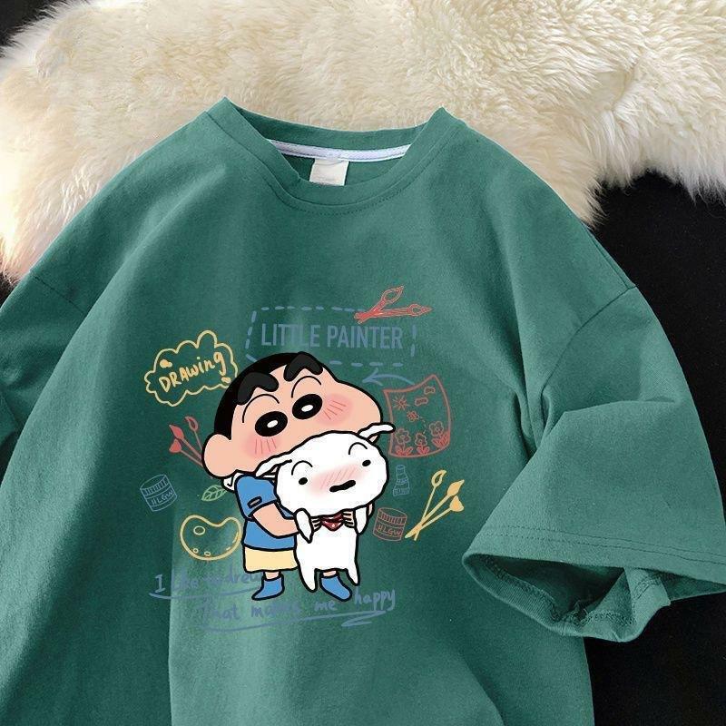 Neue kawaii niedlichen Buntstift Shin-Chan T-Shirt Sommer reine Baumwolle Rundhals ausschnitt lässig kurze Ärmel Cartoon ins Mädchen Geburtstags geschenk