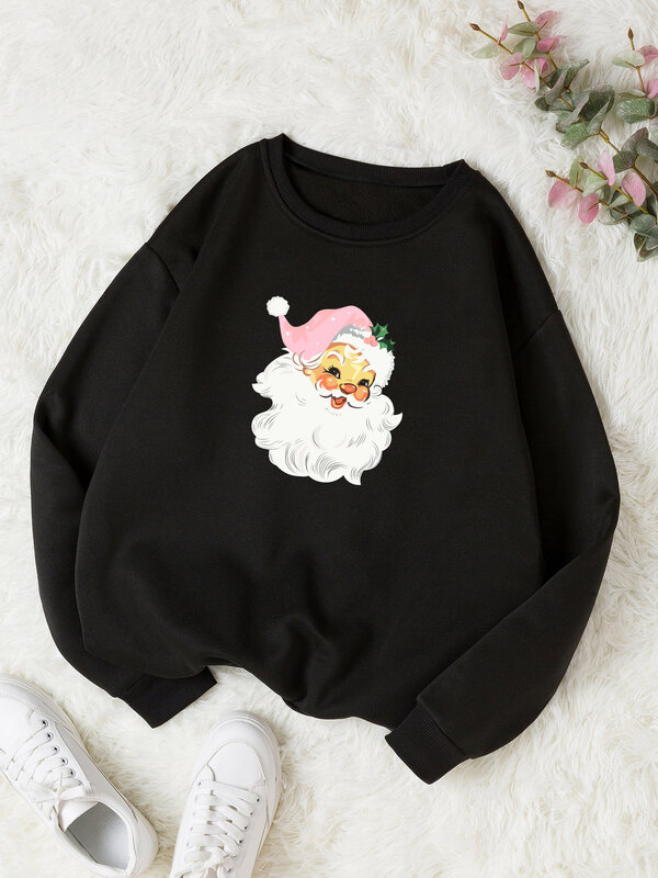 Santa Claus Thermal Lined Sweatshirt fashion harajuku street style Women Fleece Sweatshirt