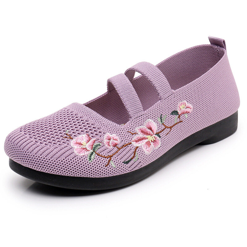 รองเท้าสำหรับผู้หญิงรองเท้าผ้าใบตาข่ายระบายอากาศลายดอกไม้ Comfort แม่รองเท้าแฟชั่นนุ่มสำหรับผู้หญิงรองเท้าสตรีน้ำหนักเบา