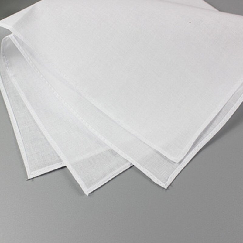 Pañuelo cuadrado bordado Tie-dye para mujer, hombre y Caballero, pañuelo cuadrado de algodón blanco