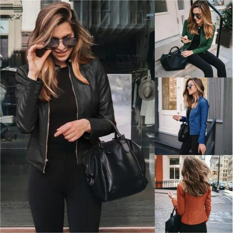 Winter Clothes Women PU Leather Jackets Solid Color Short Coat Fashion Spring Autumn Female Jacket Slim Coats Woman Outwear