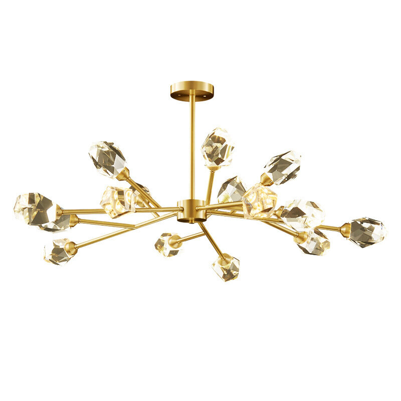 Całkowicie miedziana lampa luksusowy kryształ żyrandol postmodernistyczne lampy mieszkalne prostota w stylu nordyckim Bingling lampa molekularna do sypialni w restauracji