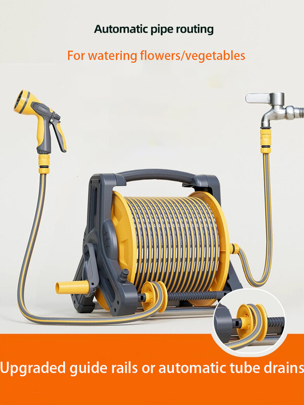 Carrete retráctil de manguera de agua de jardín, soporte de agua de rebobinado automático, herramienta de montaje en pared, tubería de agua de jardín