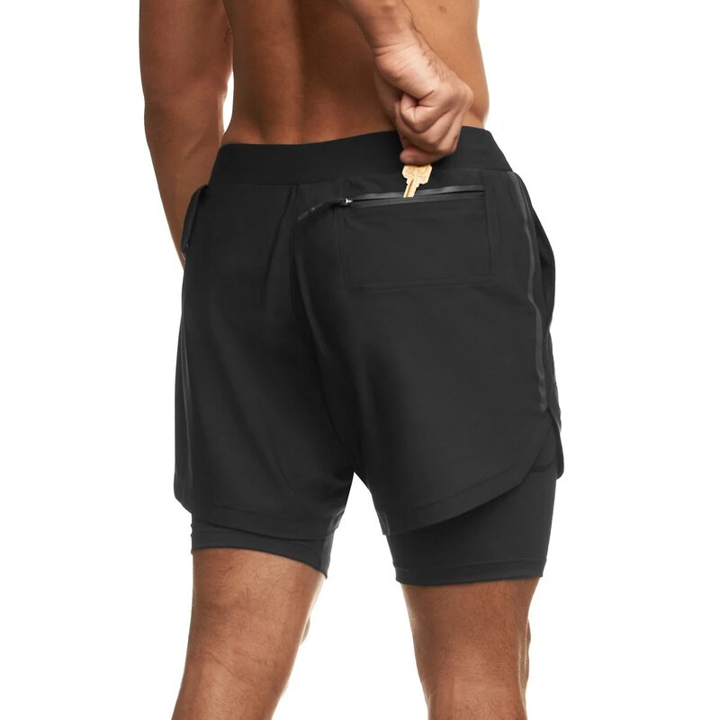 Pantalones cortos de doble capa para hombre, pantalones de cinco puntos tejidos para correr, baloncesto, camuflaje, a la moda, novedad