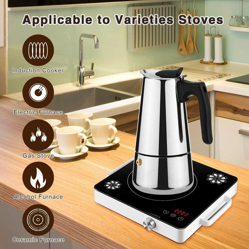 2/4/6/9 cups Italian Stovetop Induction Coffee Percolator Espresso Coffee Pot Maker Stainless Steel Moka pot
