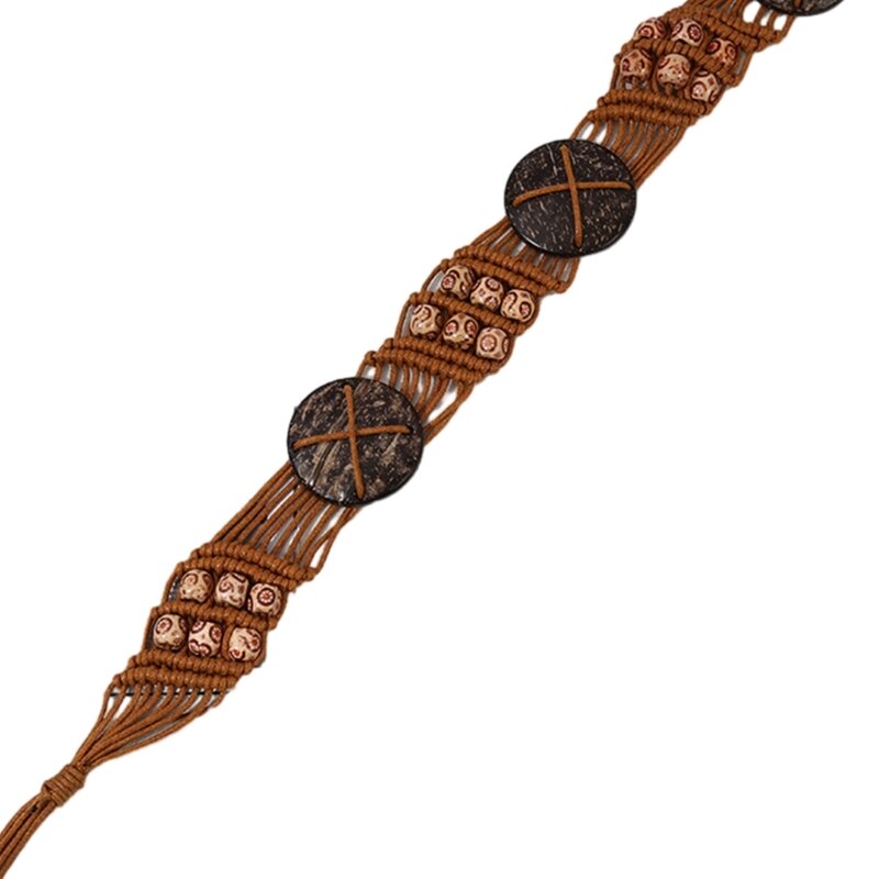 Handgeweven gehaakte riem Vintage touwriem Boheemse stijl tailleband voor dames