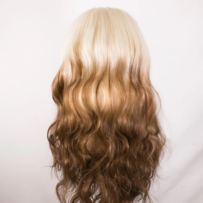 AIMEYA-peluca ondulada de cuerpo largo para mujeres negras, cabellera sintética con malla frontal, pelo marrón Rubio degradado, resistente al calor, para Cosplay