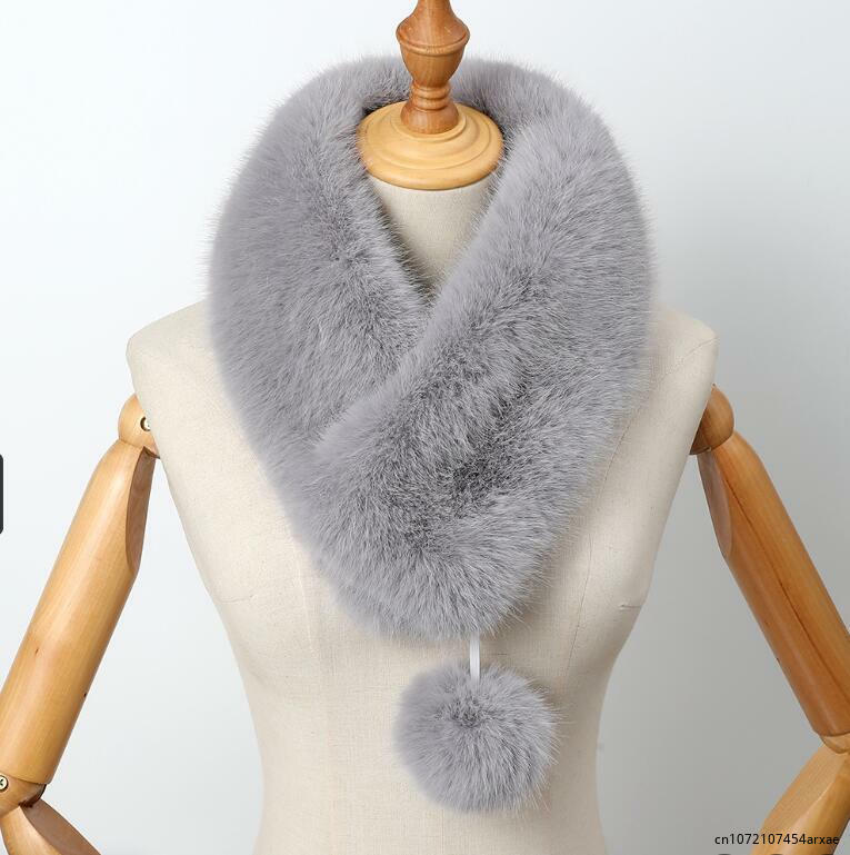 2023 sztuczne futro szalik z kołnierzem Super puszysty gruba luksusowa chusty futrzane fioletowa Casual chowa męskie akcesoria dziecięca odzież zimowa