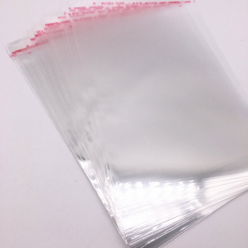 100 pièces 5x7,6x9,7x11,8x13,9x16,10x18cm sac en Poly refermable sacs en plastique Opp transparents sac de fabrication de bijoux auto-adhésifs