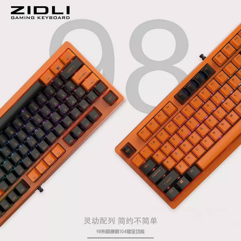 ZIDLI K98 Keyboard Gamer mekanik keyboard Keycpas PBT kabel Keyboard RGB 98 tombol kustom Hot-swap Esports Gaming Keyborad hadiah