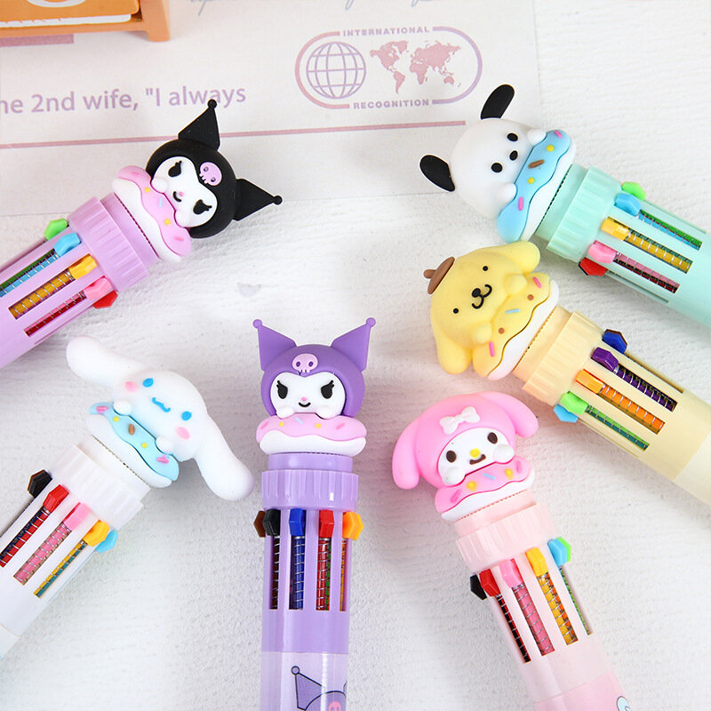 Sanrio мультяшная шариковая ручка 18/36 шт. Kuromi Hello Kitty Cinnamoroll 10 цветов 0,7 фоторучка для рисования