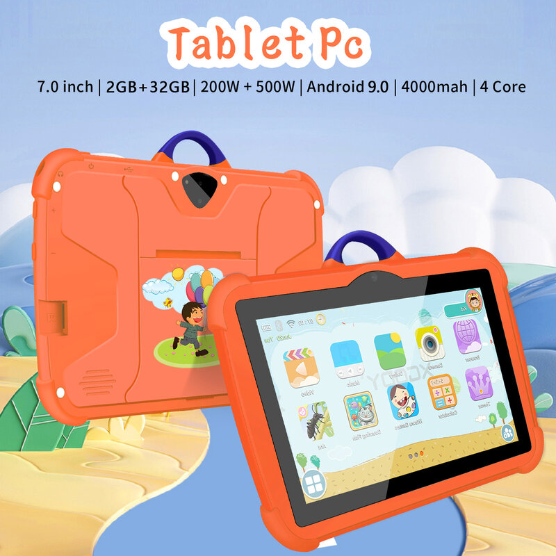 Tableta Pc de 7 pulgadas con WiFi 5G, dispositivo educativo de aprendizaje para niños, sistema operativo Android 9,0, 2GB de RAM, 32GB de ROM, cámaras duales, regalo para niños