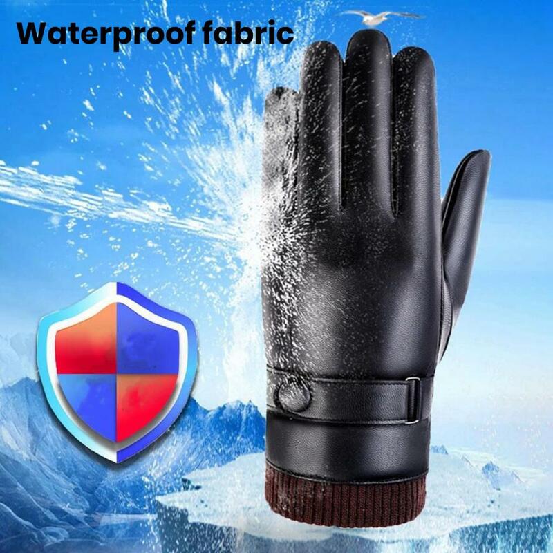 Anti-slip Cycling Gloves Men Winter Gloves Windproof Touch Screen Winter Gloves Men Soft Plush Lining Faux Cycling Gloves