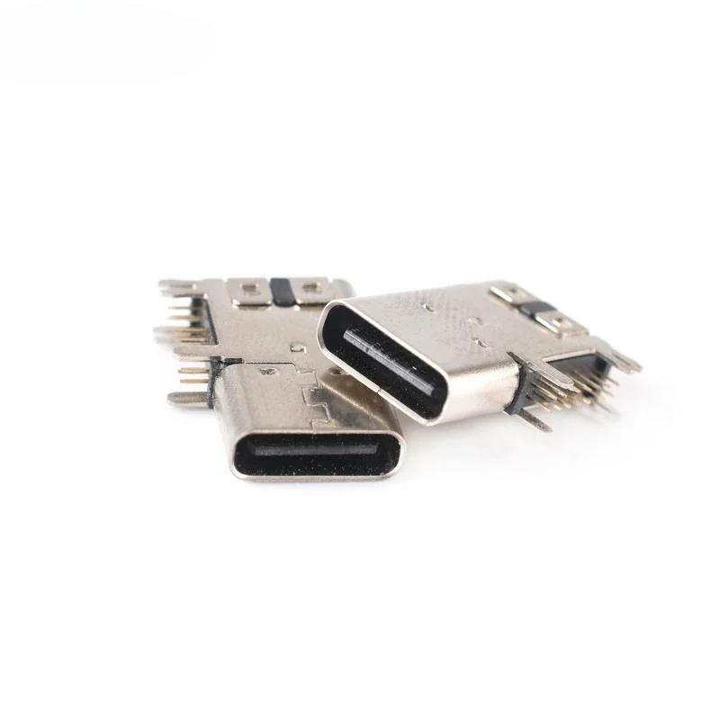 1pcs USB 3.1 Type-C socket Side insert 90 degrees 14P board Extended plug jack Transmission interface