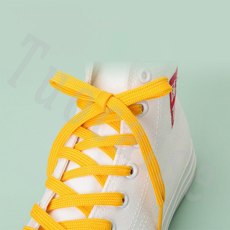 Cordones planos de 10mm de ancho para zapatillas deportivas, reemplazo de cordones coloridos, 1 par