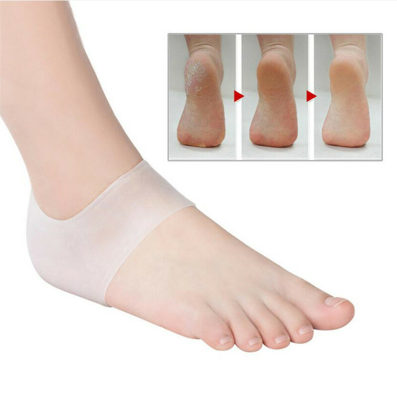 Plantillas protectoras de silicona para el talón de los pies, calcetines finos de Gel hidratante sin agujeros, Protector de piel agrietada, 2 piezas