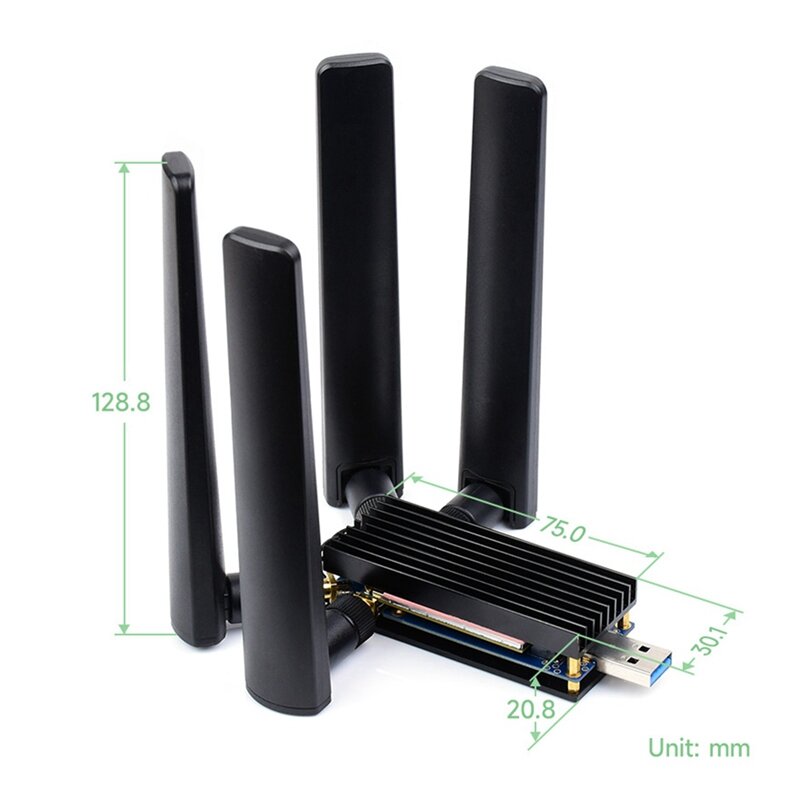 Accesorios de módulo DONGLE 5G, 4 antenas, puerto USB 3,1, disipador térmico de aleación de aluminio, interfaz M.2 Key B