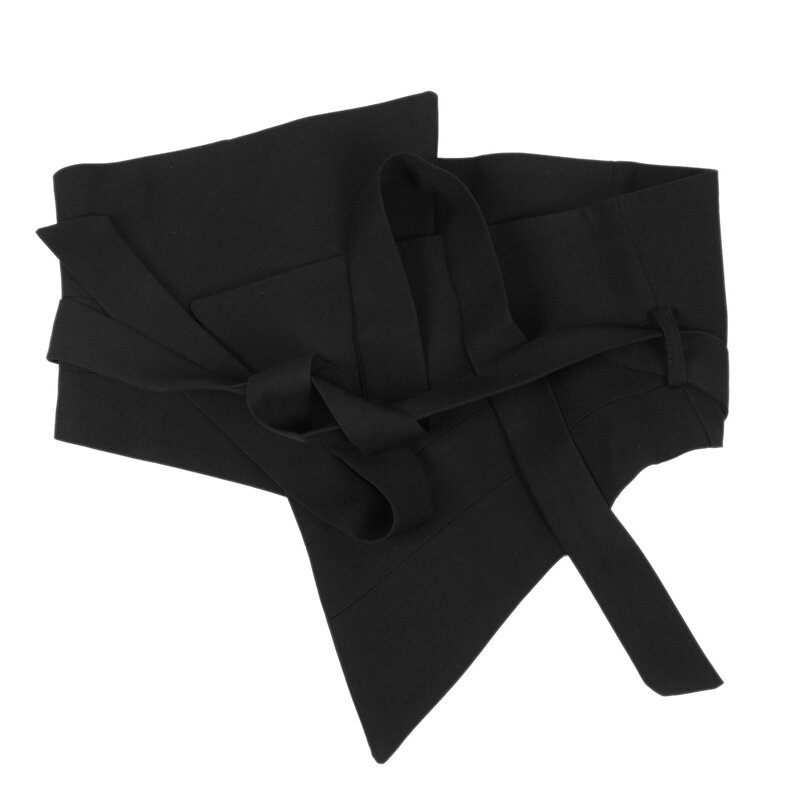 Черный тканевый Асимметричный Бандаж с бантом, широкий пояс, индивидуальный женский новый модный универсальный осенне-зимний