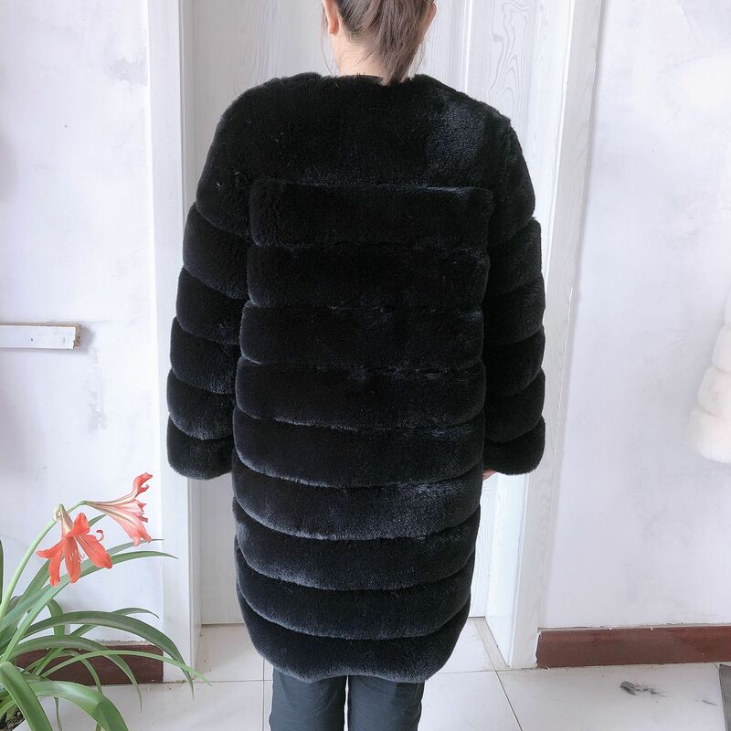 LHXDW-Casaco de pele de raposa falsa para mulheres, jaqueta longa de pele artificial, casaco fofo, alta qualidade, 90cm, inverno