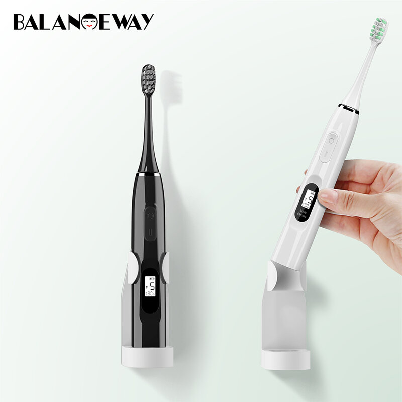 P5S Sonic Electric Toothbrush LCD IPX7 Adult Cleaning 15Modes USB C Rechargeable Oral Care 8 Replaceable Brush Heads Free Holder