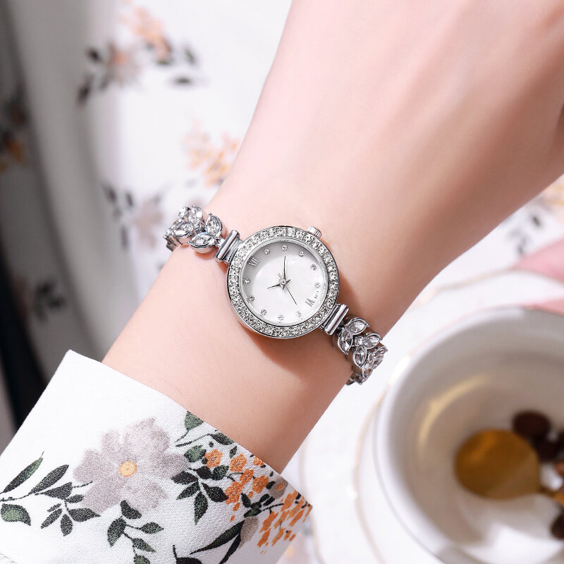 Neue Außenhandel beliebte Weizen ohr Armbanduhren diamant besetzte Damen Quarzuhren