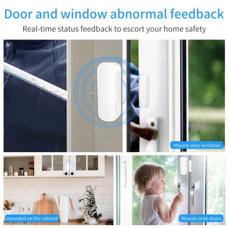 CoRui Tuya Wifi Zigbee Smart Door Window Contact Sensor Door Open/Closed Detectors APP Remote Alarm Smart Home Alexa Google Home