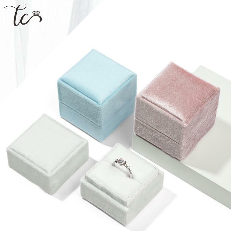 Neue Samt quadratische Schmucks cha tulle Ohrringe Einzel-und Doppel ringbox Hochzeits vorschlag Geschenk box