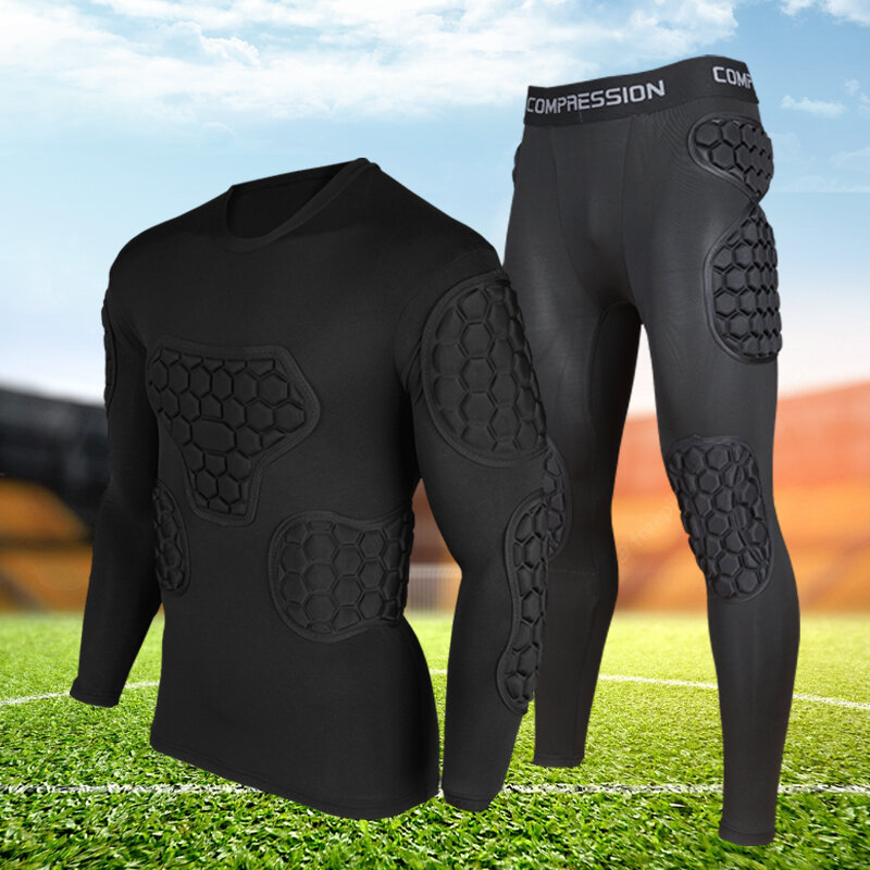 Uniformes de armadura de portero profesional, camisetas de portero de fútbol, uniformes deportivos de portero, codo de esponja EVA grueso