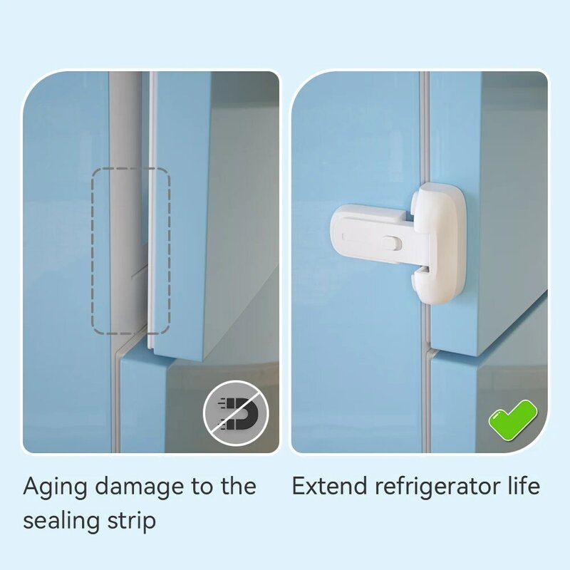 SAFELON 2 Buah Kunci Kulkas Keselamatan Bayi, Kunci Pintu Freezer Bukti Anak, Melindungi Lemari Es dengan Strip Penyegel Yang Rusak