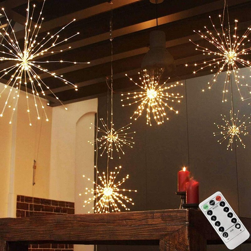 LED 요정 조명, 크리스마스 캠핑 캐노피 장식 조명, 리모컨 포함, 흰색 PC, 별이 가득한 조명, 20cm