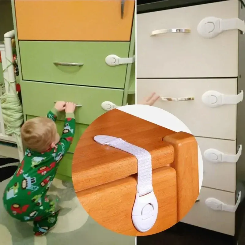 Fechaduras de segurança para gaveta do bebê e do armário, 10 pcs/lot, acessórios de segurança infantil, proteção do bebê correias