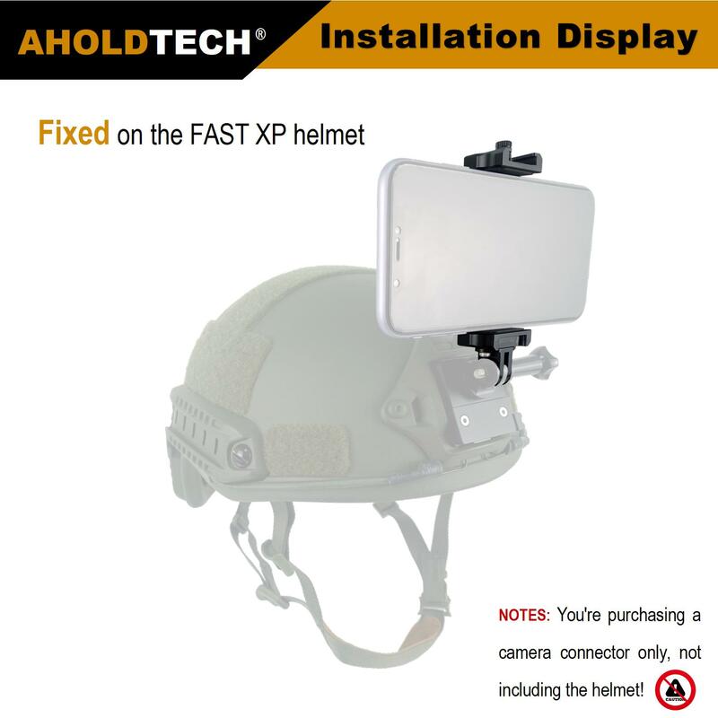 CNC Alumínio Alloy Helmet Camera, bloqueio celular, adaptador fixo, NVG Mount Connector, 1/4 "Cold Shoe Mount, Estabilizador