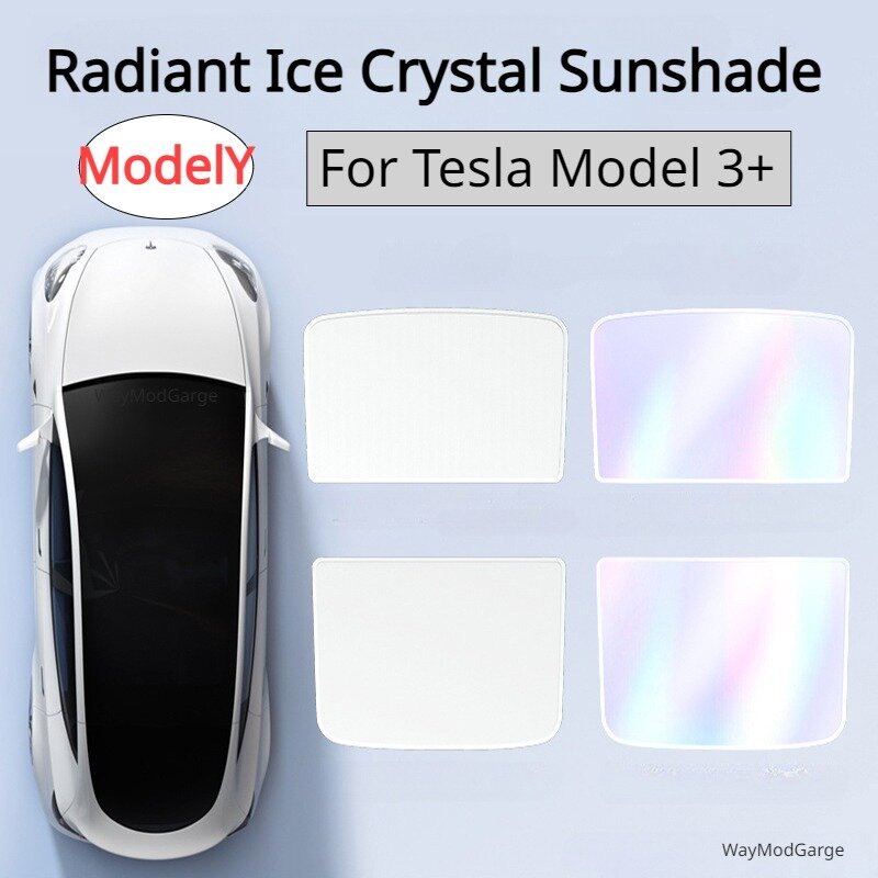 Ice Crystal Sunshade para Tesla Modelo 3 +, Split Radiant, Proteção UV, Sombra Net, Novo Modelo 3, Highland 2024 Acessório