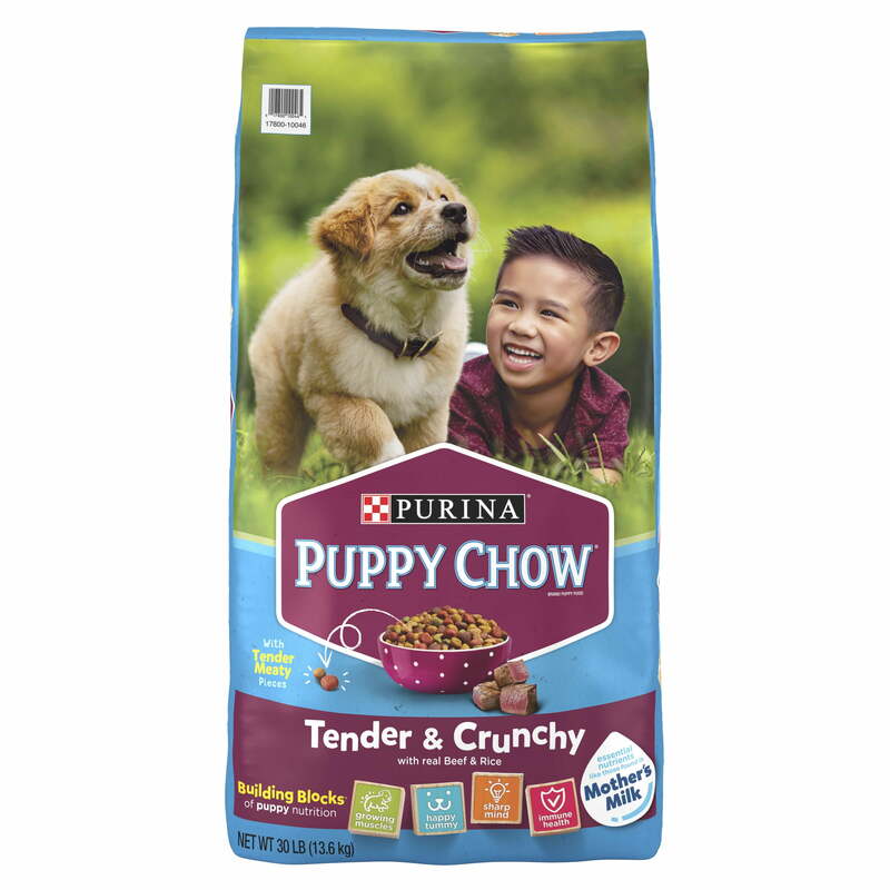 Purina Puppy Chow comida seca de alta proteína para cachorros, comida tierna y crujiente con ternera Real, bolsa de 30 lb
