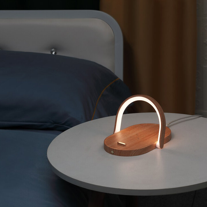Candeeiros de mesa carregador sem fio inteligente, LED Night Light, Bedside Desk Lamp
