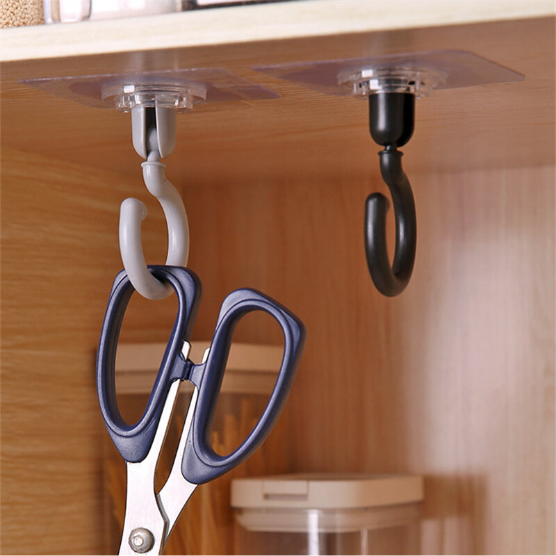 โรตารี่ Hook Key Rack Coat ผู้ถือประตูห้องครัวห้องน้ำติดผนัง Self-Adhesive Multi-Function Rotatable บ้านจัดระเบียบ