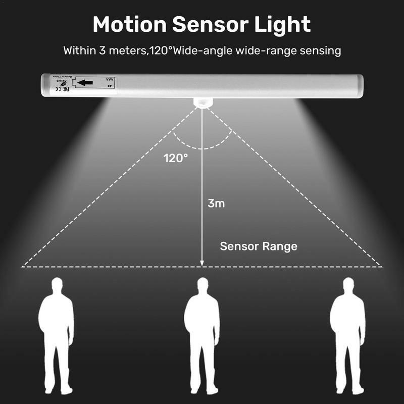 Luz magnética activada por movimiento para armario, barra de luz con Sensor de movimiento, funciona con batería, luz nocturna para baños