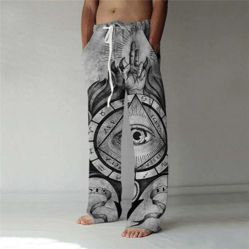 Pantalon de plage à jambes larges pour hommes, décontracté, simple, imprimé en 3D, mode, style hawaïen, été, nouveau
