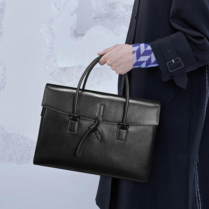 2024 New Women's Briefcase Genuine Leather Laptop Handbag Business Office Shoulder Bag Ladies Fashion Female Laptop Briefcase