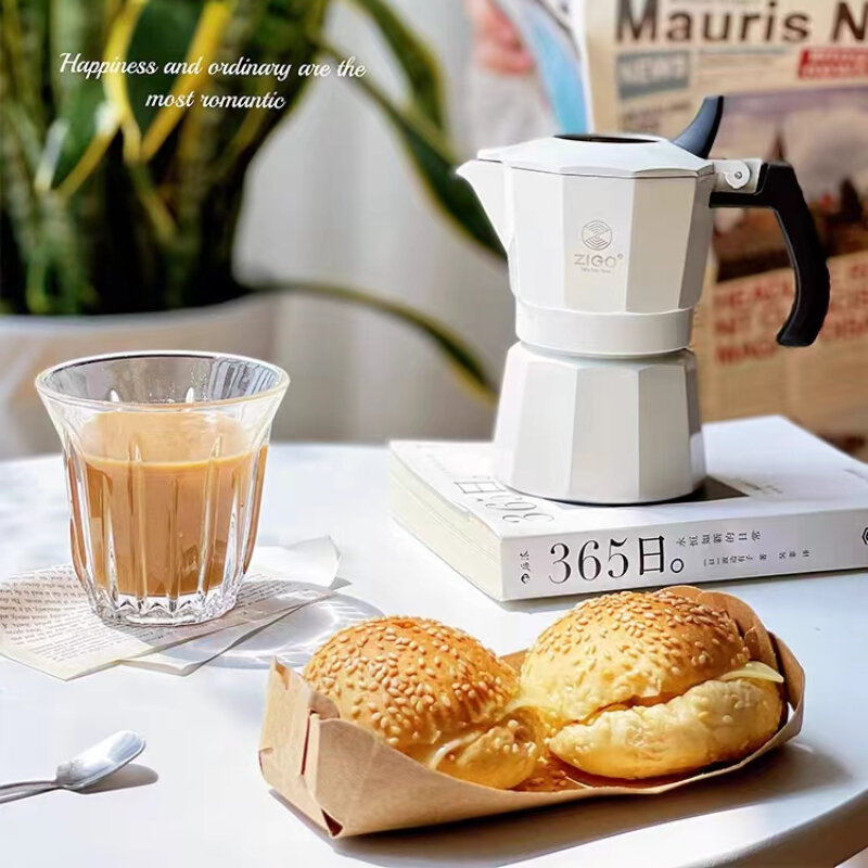 Moka หม้อแบบวาล์วเดียวอุปกรณ์ชงกาแฟแบบใช้มือกลางแจ้งในบ้านกาต้มน้ำเอสเปรสโซ่จากอิตาลี