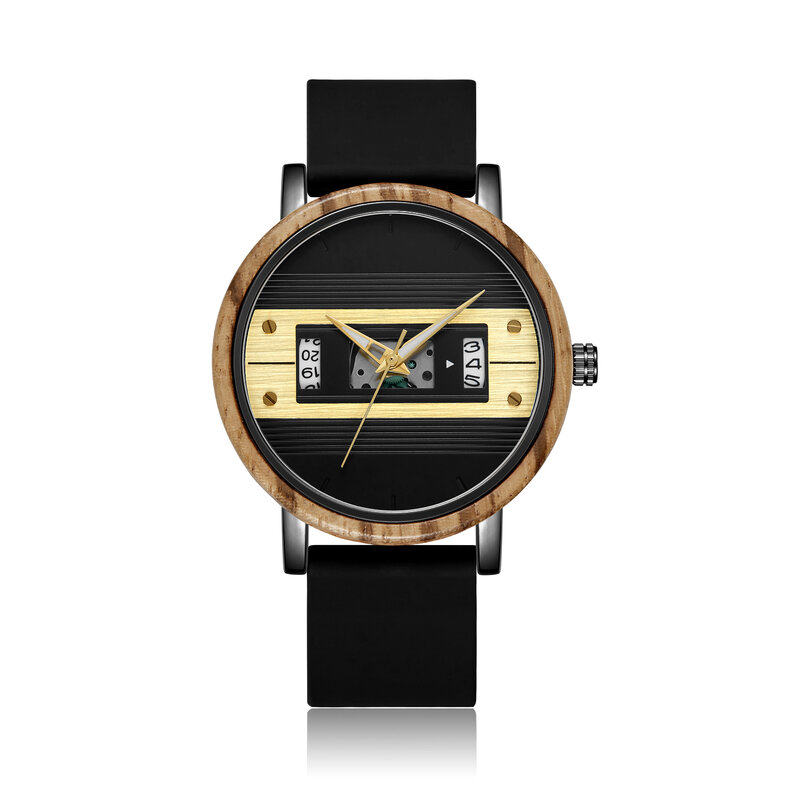 Men's Top Marca Relógio De Luxo Criativo Meio Relógio para Homens Quartz Couro Casual Relógio De Pulso Reloj Hombre Relogio