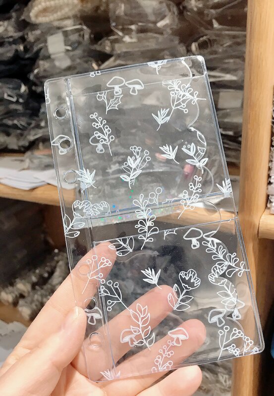 Bolsillo de inserción transparente de PVC A6 para hojas sueltas, organizador de cuaderno, planificador, carpeta de 6 anillos, accesorios de papelería coreana