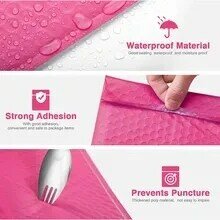 ピンクのバブルパッド入り封筒,粘着性ポリフィルム,自動シール,バブルパッド,100個