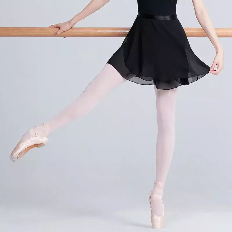 Rok Tari Balet Anak-anak Dewasa Sifon Warna Murni Motif Bunga Latihan Tari Leotard Gaun Tari Balet Wanita