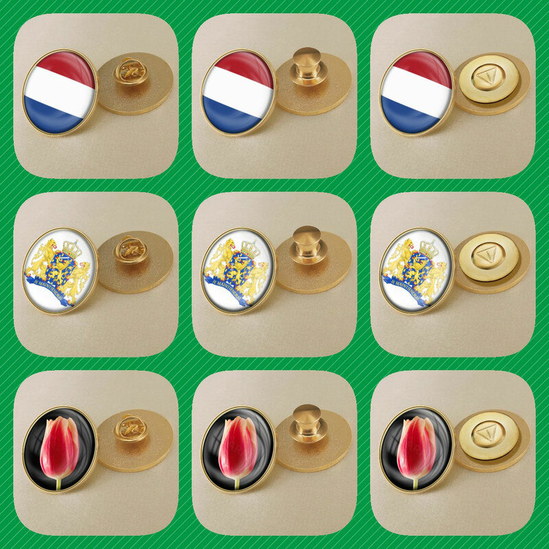 Nederland Nederland Hollander Kaart Vlag Nationale Embleem Nationale Bloem Broches Badges Reversspelden