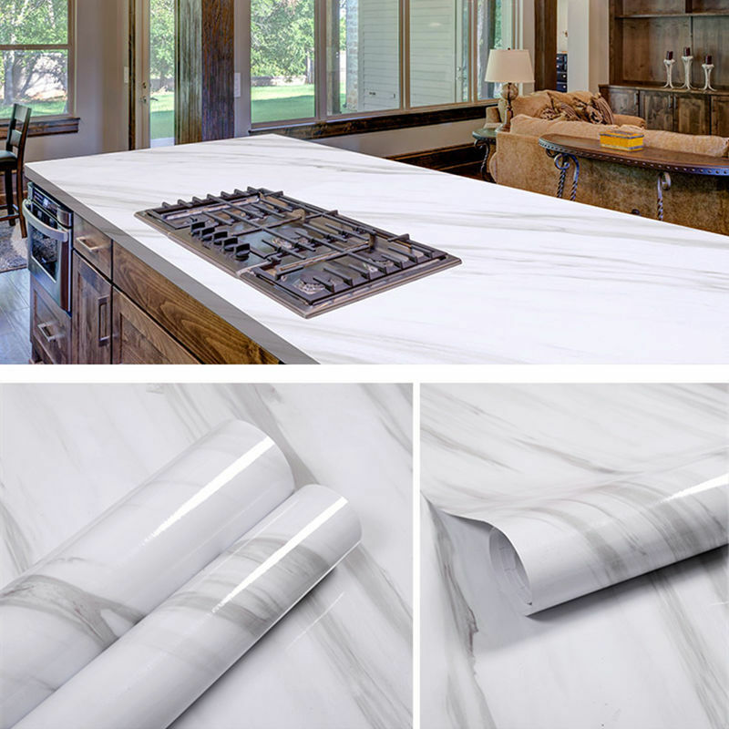 Papel de parede autoadesivo PVC mármore, vinil impermeável adesivos de parede, Modern DIY adesivos, banheiro e cozinha armários, papel de contato