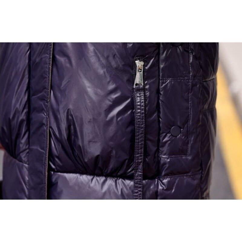 Jaket Down wanita, mantel Musim Dingin versi panjang sedang Parkas ramping tebal hangat luar ruang sederhana bertudung 2024