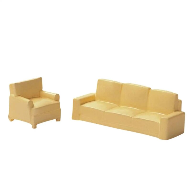 2 Pieces Dollhouse Couch Miniature Furniture Pretend Play Resin for 1/64 Dollhouse DIY Model Photography Props Sand Table Decor