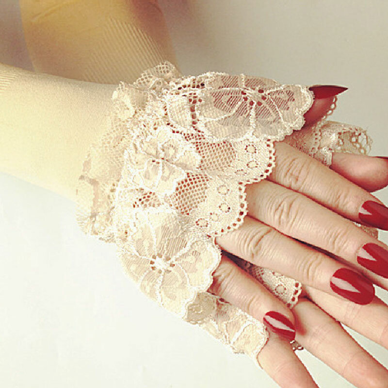 Women Long Fingerless Gloves Sunscreen Summer Sleeve Lace Sexy Mittens Driving Elastic Sleeve Thin Comfortable Arm Cover