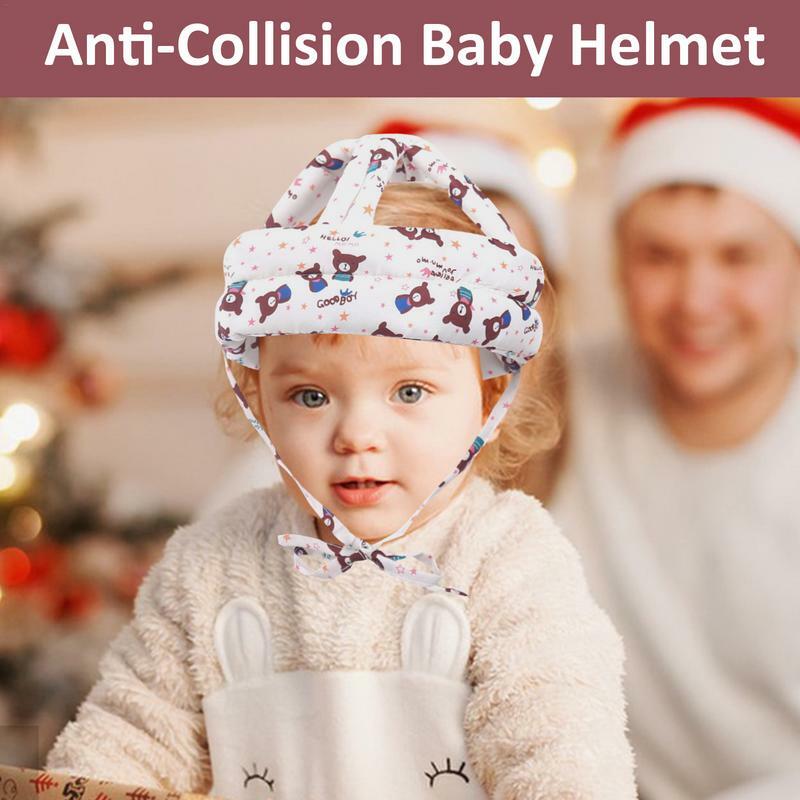 Protector de cabeza de bebé, casco protector ligero para cabezas de bebé, gorras de protección de cabeza de algodón ajustables